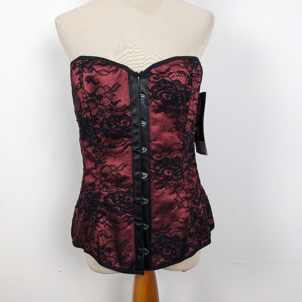 NWT Coquette Corset Lace Up Tie Whimsigoth Romantic Sexy Lingerie Top Blouse